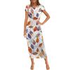 Women's Fashion Casual Print Round Neck Short Sleeve Long Dress