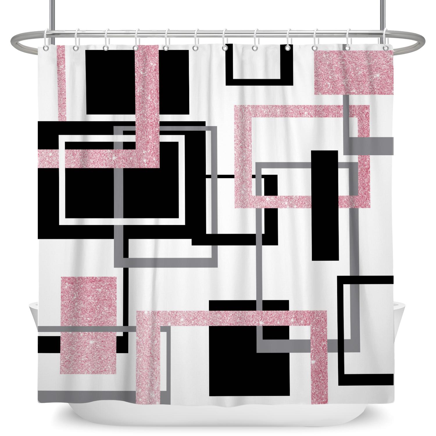 

Modern Abstract Geometric Shower Curtain Waterproof Bath Curtain For Bathroom Decor Minimalist Design Polyester Fabic With Hooks W60H190(CM)-1 Pcs