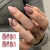 24pcs/Box Laser Full Cover Manicure Tool Oval Head False Nails Wearable Fake Nails Nail Tips