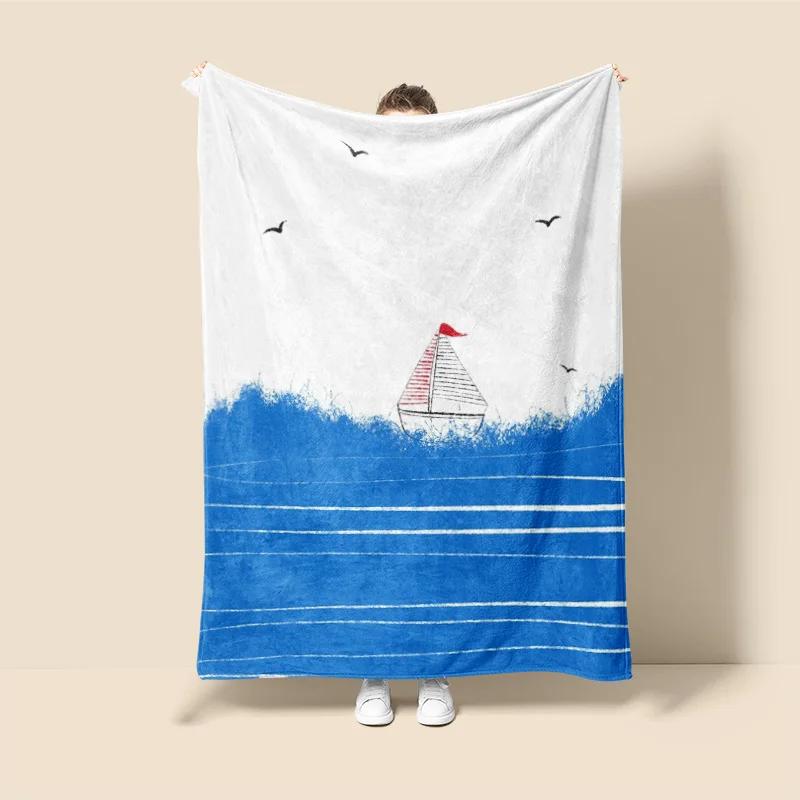 Nordic Ins Style Blanket Fashion Illustration Sofa Bed Cover Home Decoration Throw Blanket for Bedroom New Design