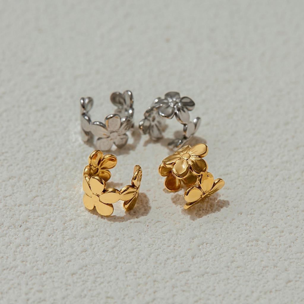 Fashionable Floral Ear Accessories Stainless Steel Earrings Elegant Flower Ear Clips Accessory for Sensitive Skin