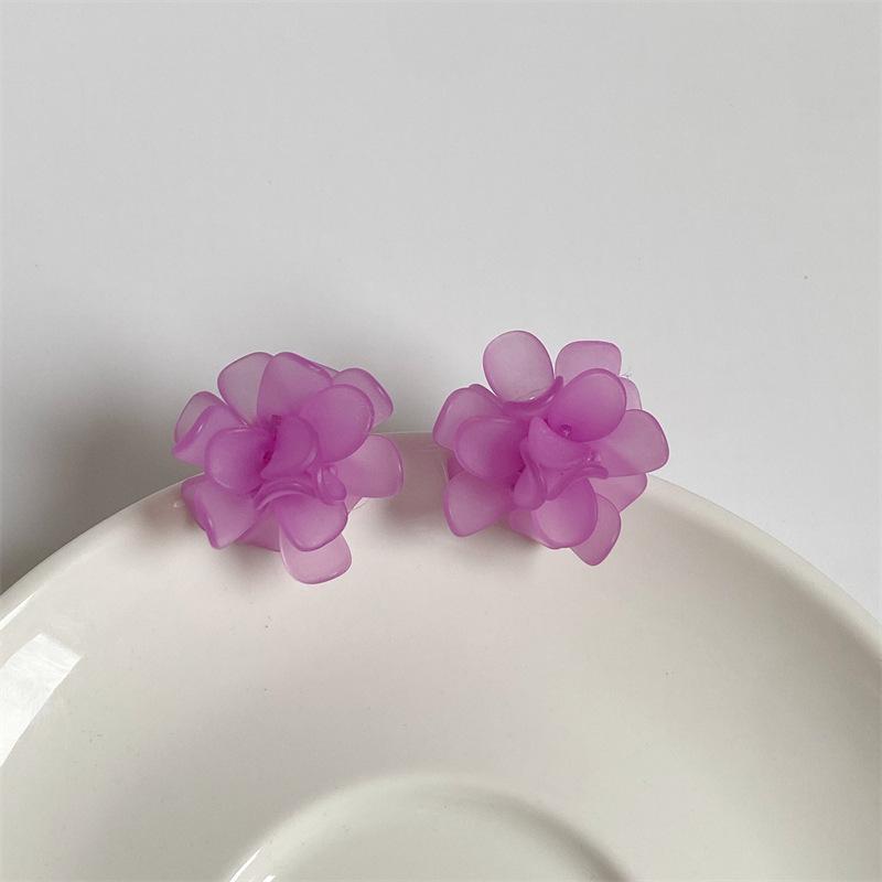 Anna SS 3D Flower Bouquet Stud Earrings - Korean-style Floral Earrings for Women, Super Fairy Design, Elegant Ear Accessories.
