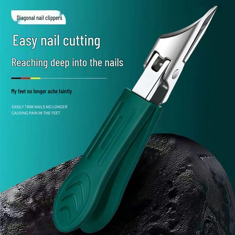 Ultra-Thin Angled Stainless Steel Nail Clippers with Large Opening and Gear Switch for Cuticle Care