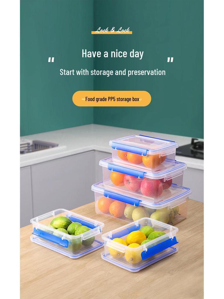 Rectangular Transparent Food-Grade Plastic Storage Box with Lid for Microwave and Refrigerator
