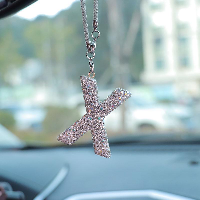 Rhinestone Bow Polymer Clay Rearview Mirror Ornament for Women