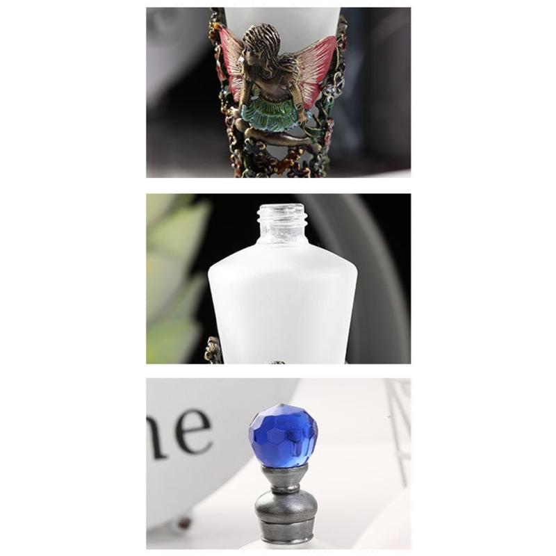 Artistic Conical Shape 25ml Empty Perfume Bottle Glass And Zinc Alloys Featuring Enamel Design