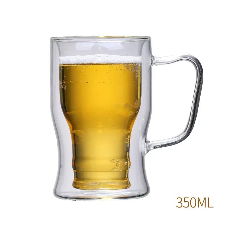 Transparent Double Wall Down Upside Beer Mug Insulated - Glassware, Handmade Winebowl, Creative Ideal for Freezer and Craft Beer