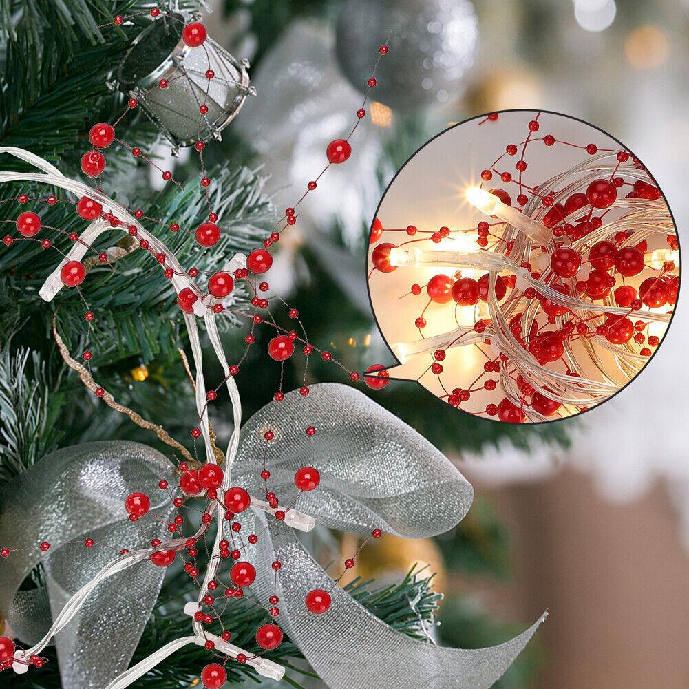 Shingel LED Pearl Fairy Lights Berry Beaded Garland String Lights Festive Birthday Party Wedding DIY Christmas Decoration Lights