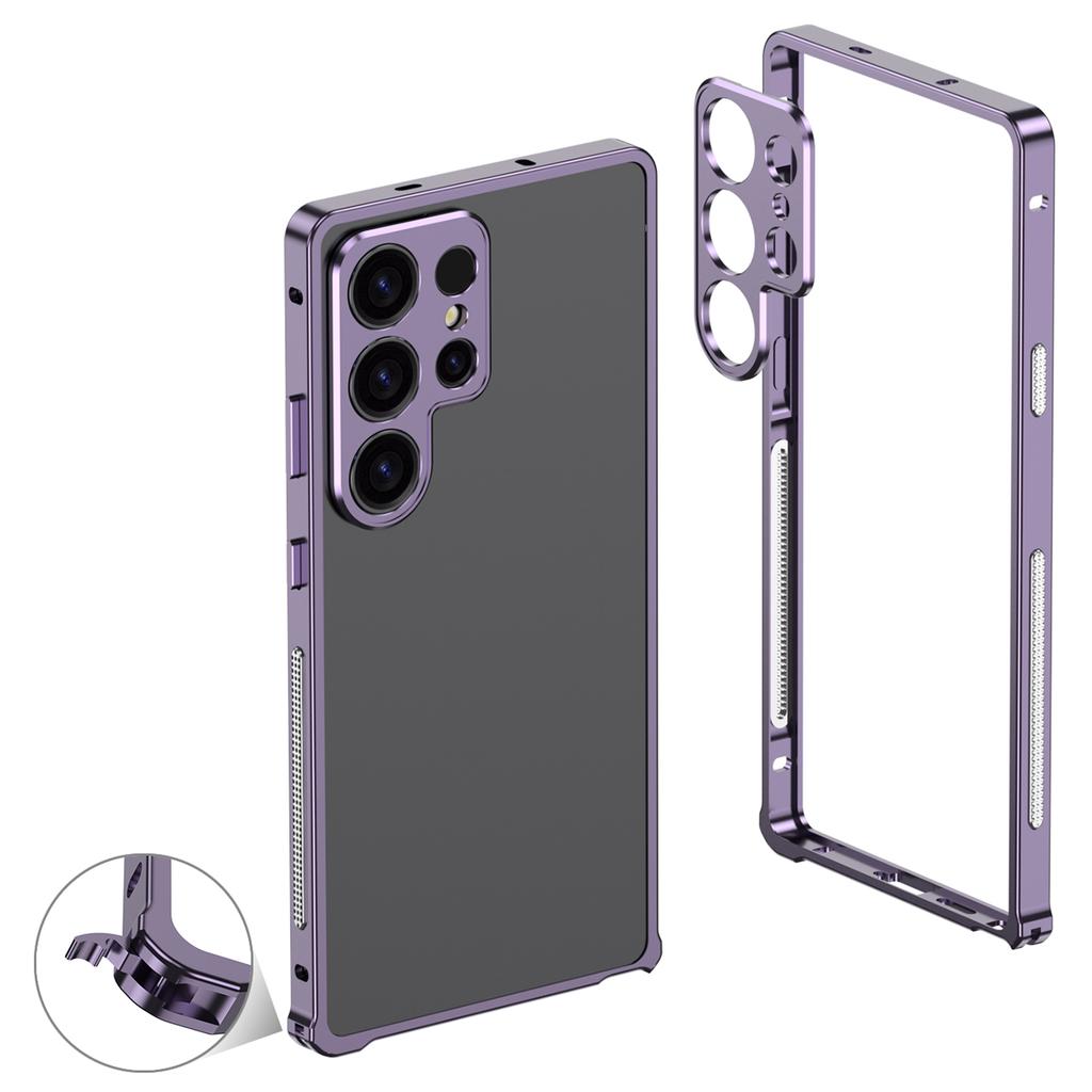Pro Samsung Galaxy S23 Ultra Kryty typu Bumper Kovový Rám Kryt s Odvodem Tepla s Ochranným Sklem na Čočku Fotoaparátu