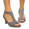 Fashion 2025 Summer New One Button Roman Coarse Heel Sandals for Women's Casual High Heels Fish Mouth Large Sandals