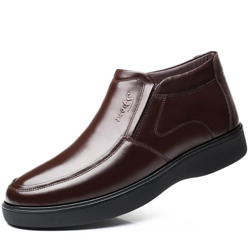 

2024 Новые мужские зимние ботинки качественные ботинки из натуральной кожи брендовые белые теплые утолщенные внутренние ботинки 38-44 мужские зимние кожаные ботинки 10 коричневый