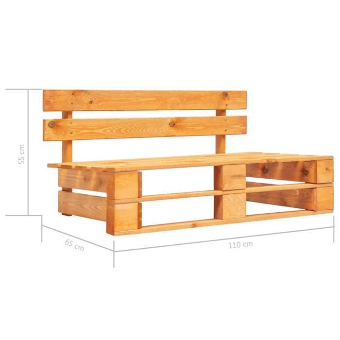 Banc palette - vidaXL - 45765 - Bois massif - Marron miel - 2 personnes - Résistant aux intempéries