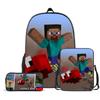 Popular Minecraft 3-Piece Set: Backpack, Messenger Bag, and Cartoon Pencil Case - Lightweight, Splash-Proof, Large Capacity