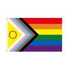 Bandiera Arcobaleno Progress Pride Bandiera Mese dell'Orgoglio Gay Lesbico LGBT Colore Vivace Resistente allo Sbiadimento Tela di Poliestere Intestazione Cucita Doppia