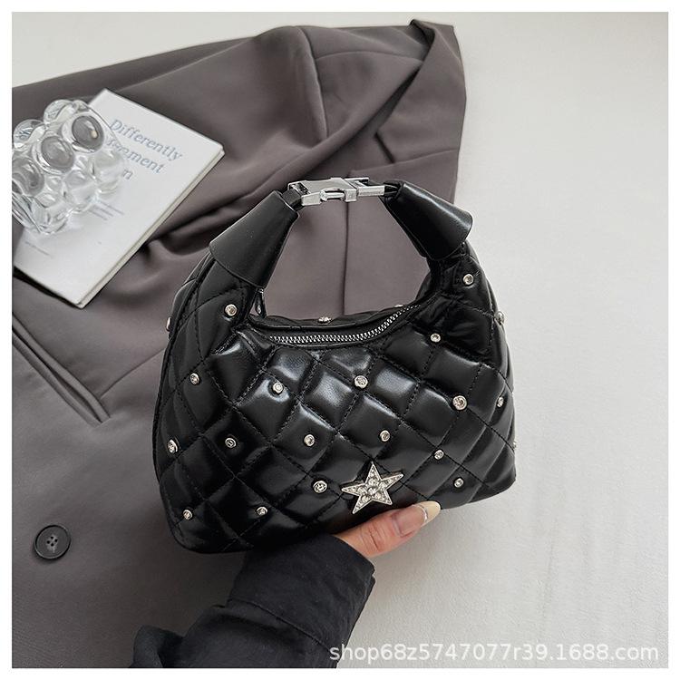 

Rhombus with diamonds, personalized star chain, one shoulder, underarm women s bag 2025 summer new trendy fashion, high-end messenger bag