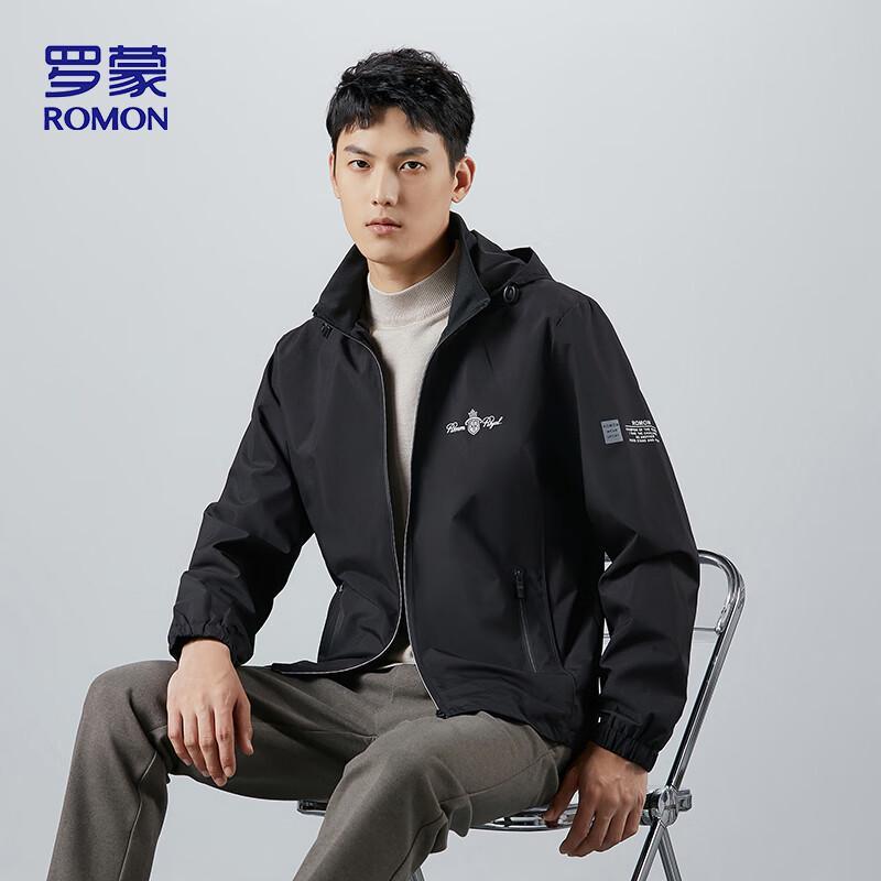 ROMON Men's Hooded Business Casual Jacket