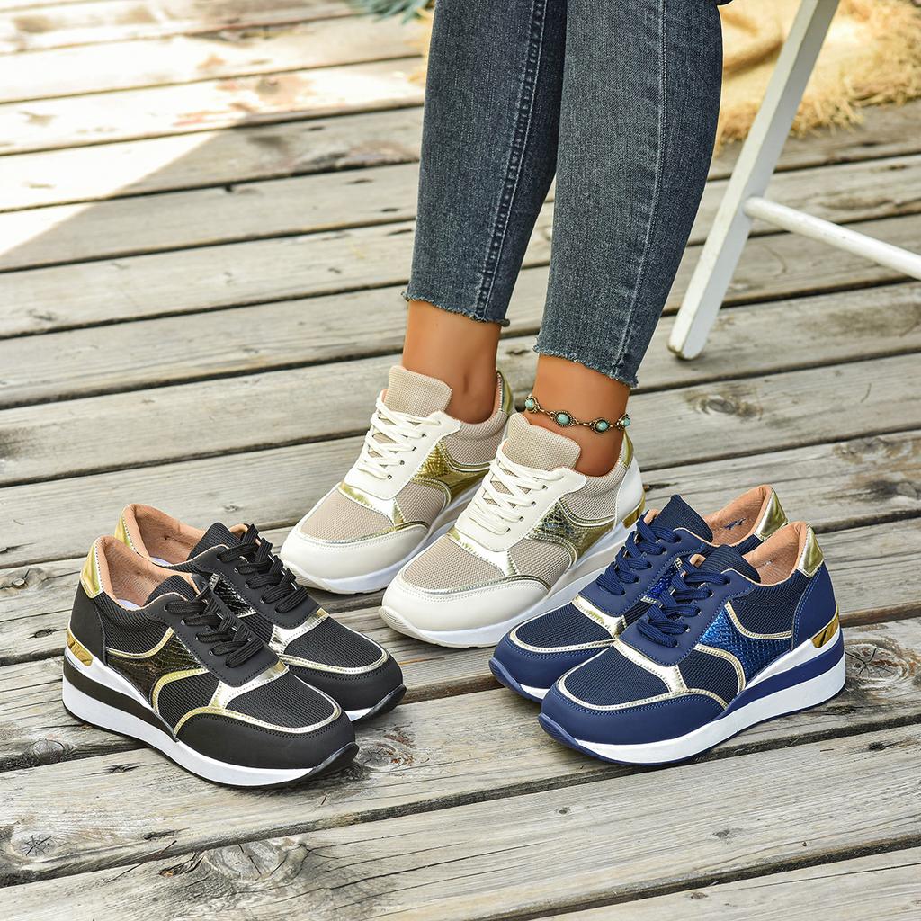 Fashion Women's Lightweight Wedge Sneakers Fashion Lace Up Running Shoes for Women Casual Comfortable Walking Shoes Plus Size