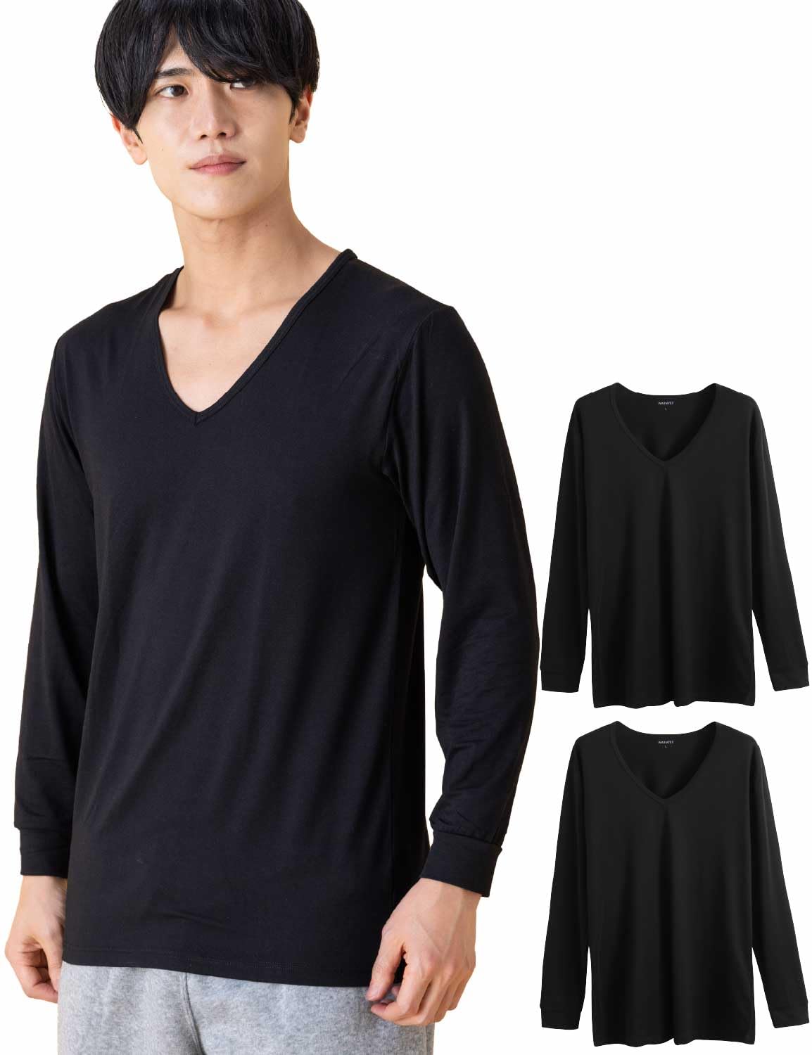 

Amazon Limited Brand Внутренняя рубашка с длинным рукавом Зимняя внутренняя согревающая одежда Защита от холода Теплая эластичная гладкая V-образная горловина Круглый вырез Нижнее белье