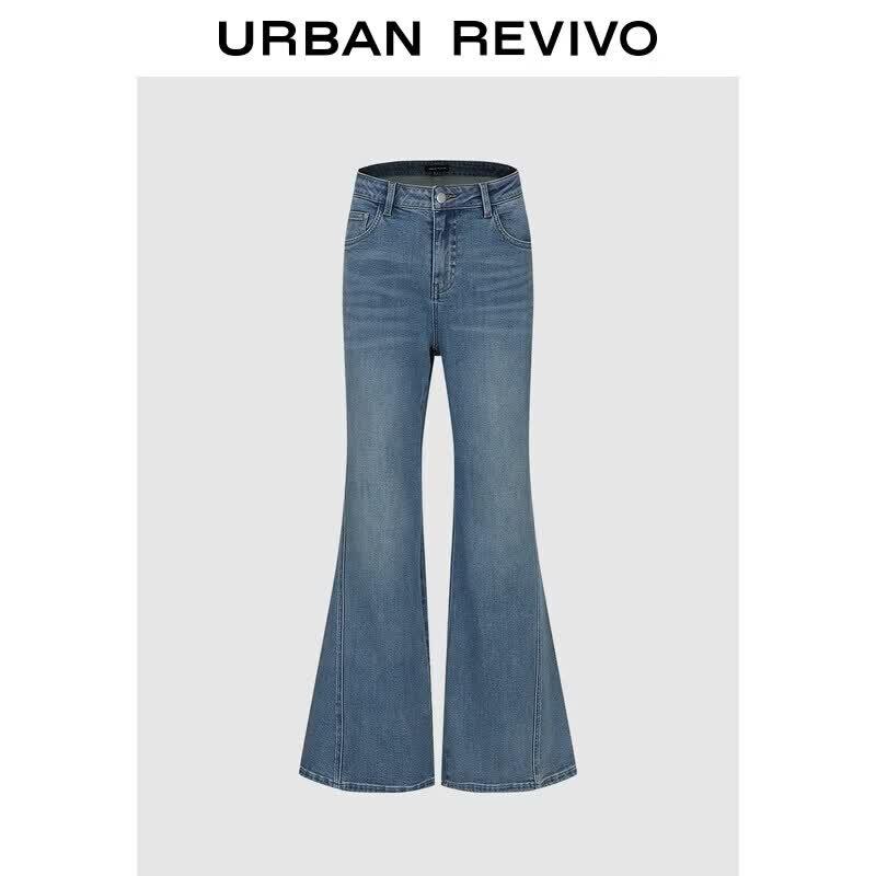 UR2026 Women s Washed Mid-Rise Flared Denim Jeans 26