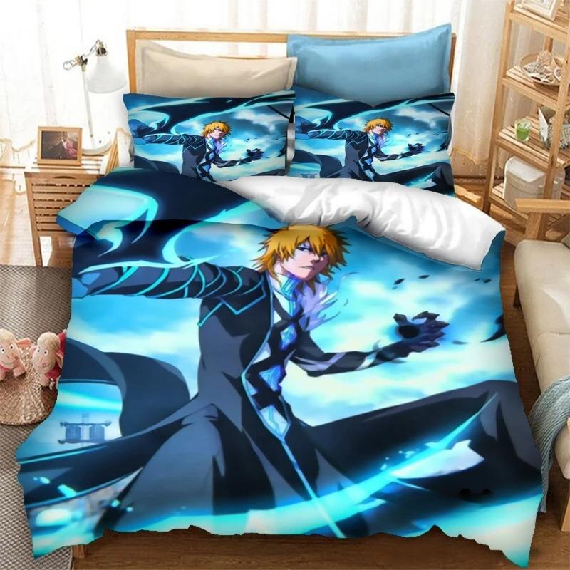 

Anime Bleach Thousand-Year Blood War Bedding Set Double Twin King Duvet Cover Comforter Pillowcase Boys Girls Adults Bedroom EU single(135x200cm)