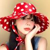 Vintage Red Polka Dot Bucket Hat With Wide Brim Sun Protection For Women Summer Casual