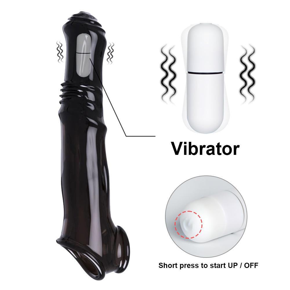 Penis Sleeve Extender Enlargement Reusable Condom Sex Toys for Men Extension Dicks Delay Ejaculation Cock Ring Adult