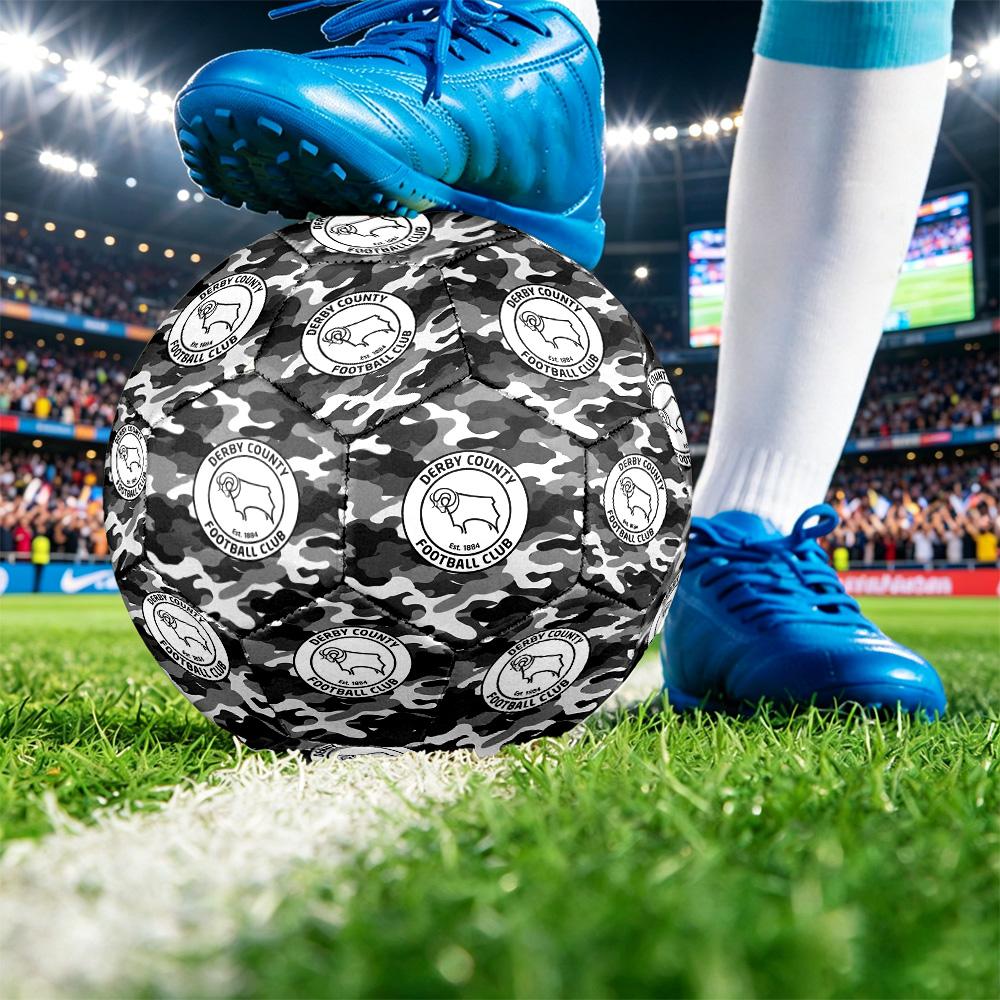 Derby County FootballPrinted Size 5 Soccer Bball, Anti Slip Adult Match Football Souvenir for Football Fans