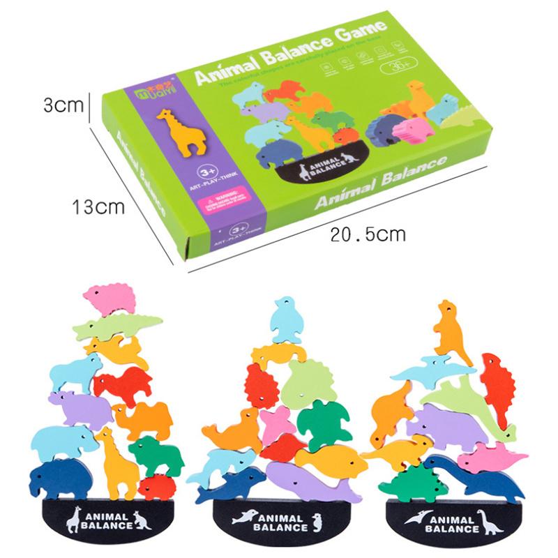 Dinosaur Stacking Toy Building Blocks Wooden Animal Shaped Balance Stacking Toys Educational Toys for Kids Children’s Christmas Birthday