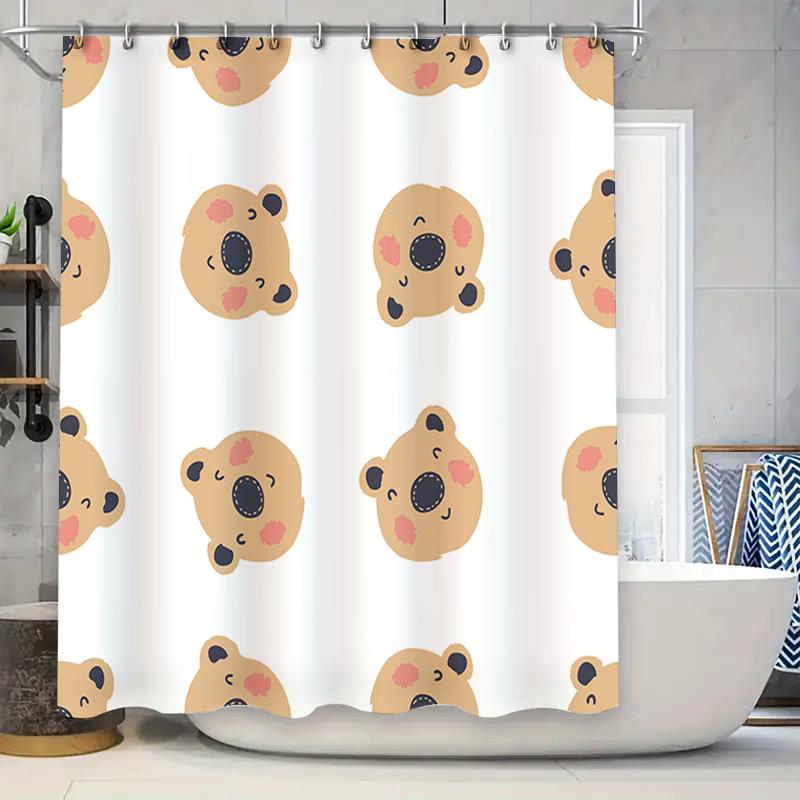

Милая шторка для душа с принтом медведя, водонепроницаемая, декор для ванной комнаты, украшение для дома для детских ванных комнат, белая, 180x240см (Упаковано с Fre 90x180cm
