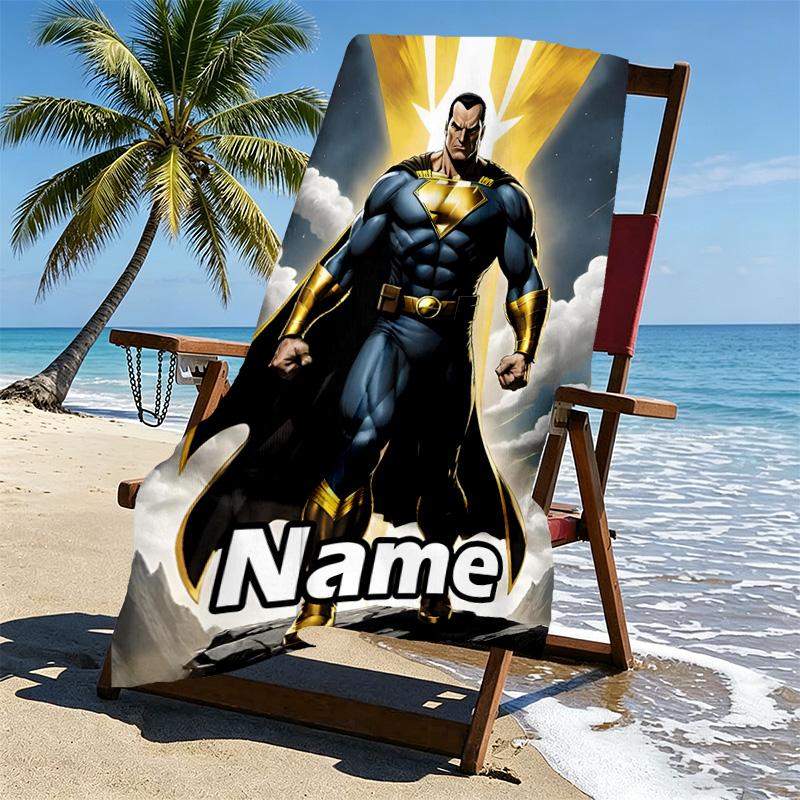 Custom Name Personalized Superhero movies Print Beach Towel, for Trip Camping Beach Party Home Decor, Birthday Gift for Family & Friends