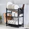 2Layer Kitchen Dish Drying Rack Cutlery Organizer Drainage Basket for Utensils & Plate Storage Fits Over Sink or In Washing Area