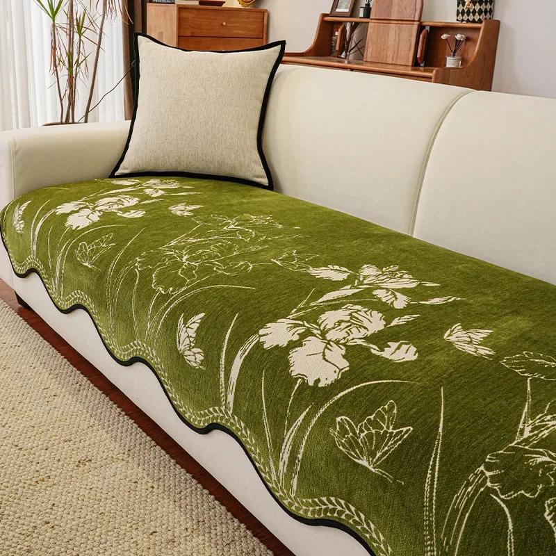 Retro Special-Shaped Sofa Cushion Four Seasons Universal New Non-Slip In-Line Chenille Irregular One-Piece Cushion