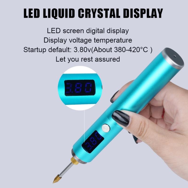 Wireless Soldering Iron USB High-power Fast Heat Rechargeable Soldering Iron Temperature Adjustment with LED Display