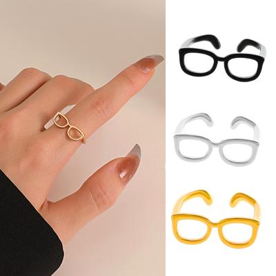 Cute Glasses Open Ring For Women Teen Girls Funny Adjustable  Glasses Finger Buckle Jewelry