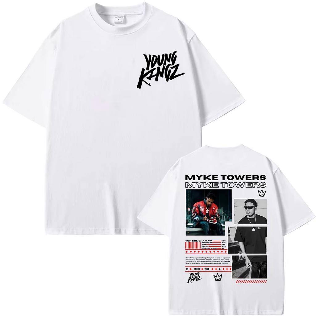 Rapper Myke Towers Young Kingz 2026 T Shirts Unisex Women Clothing Fashion Hip Hop Trend Tshirts Summer Casual 100 Cotton T Shirt