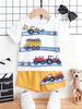 Summer Boys Cartoon Print Short Sleeve Shorts Set, Breathable Two-Piece Outfit For Home & Outdoor Wear