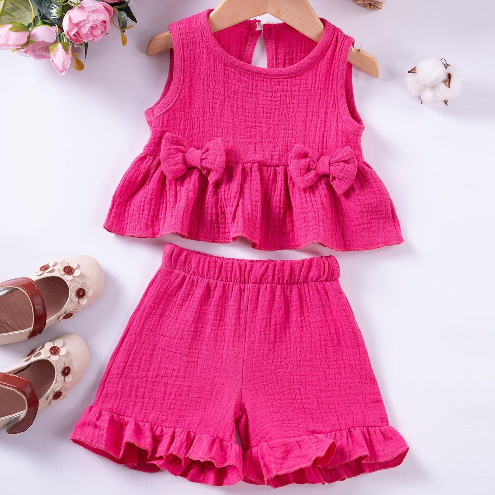 

Летний детский сладкий комплект, симпатичный жилет, шорты, комплект без рукавов для девочек, повседневный 120