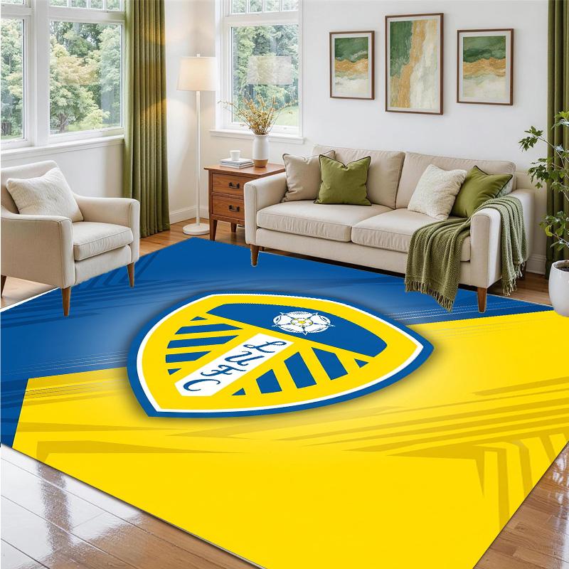 Leeds United Design Crystal Velvet Rug Soft Decorative Mat for Bedroom Entrance