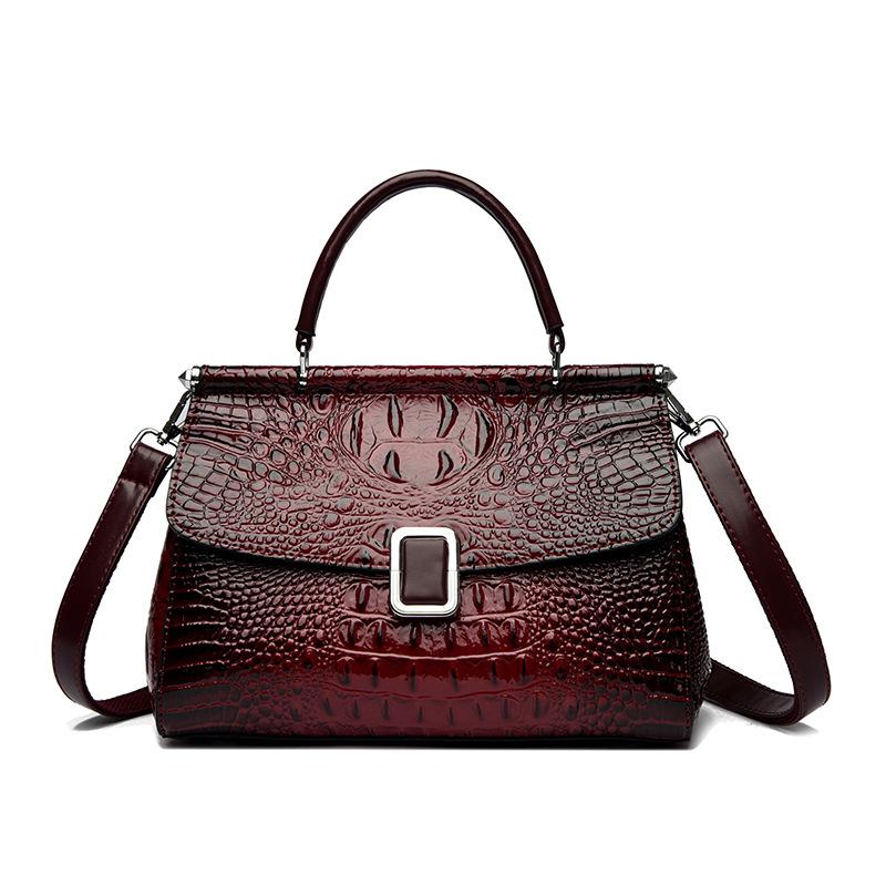 New Texture Retro Crocodile Pattern Bucket Bag, Fashionable Temperament, Hand-held Women's Bag, High-end and Versatile Diagonal Cross Bag