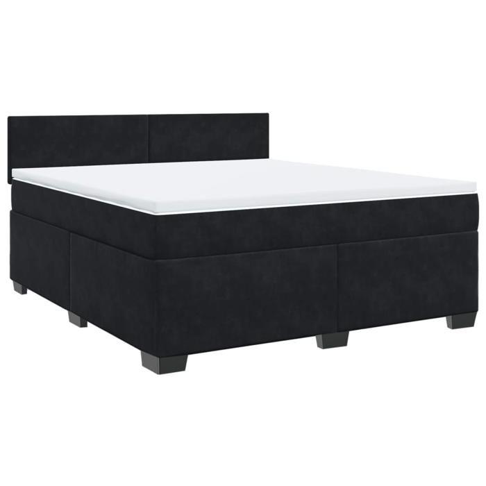 Exclusive House - Bed Slatted Base with Mattress Black 180x200 Cm Velvet