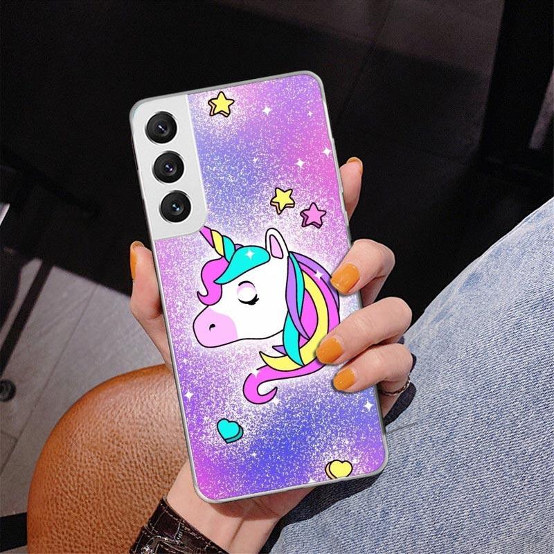 Pink Unicorn Rainbow Phone Case For Samsung Galaxy S24 S25 Edge S26 Ultra S23 S22 S21 Plus S20 FE + Personalized Print Cover Gal