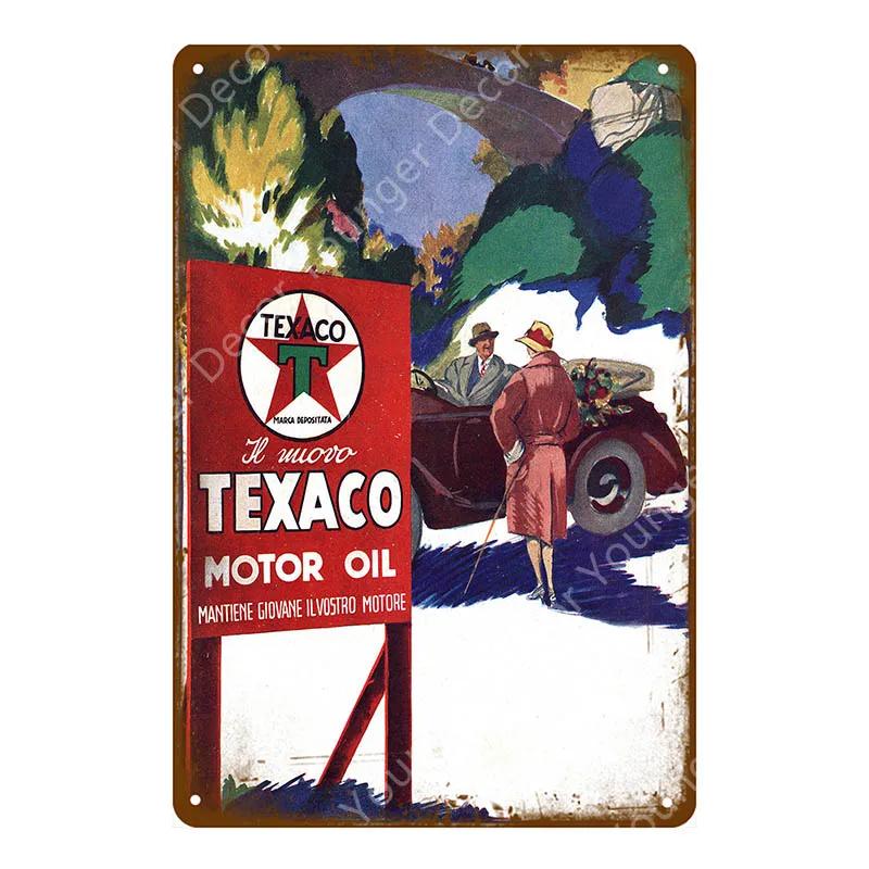 Vintage Texaco Motor Oil Signs Sky Chief Castrol BP Metal Poster Wall Art Painting Plate Garage Gas Gasoline Station Decor YJ