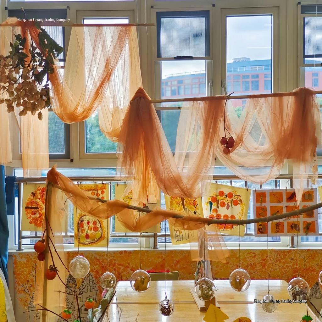 Autumn Harvest Orange Yarn Curtain for Kindergarten Nature Corner Decoration