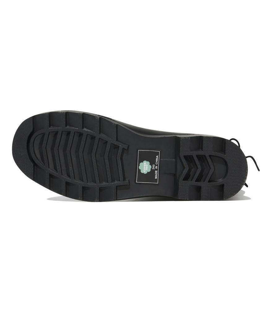 Covernat Woman Clover Heart Bag Lace-Up Rain Boots Long Black