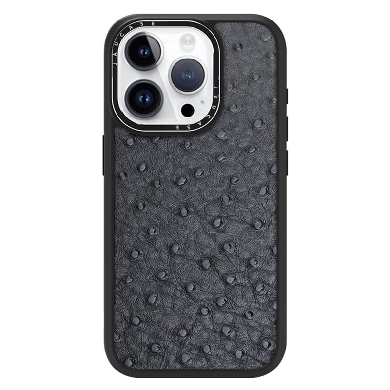 

JAUCASE For iPhone 14 Pro Max Case Compatible with MagSafe Snake Texture PU Leather+TPU+PC Phone Cover Black