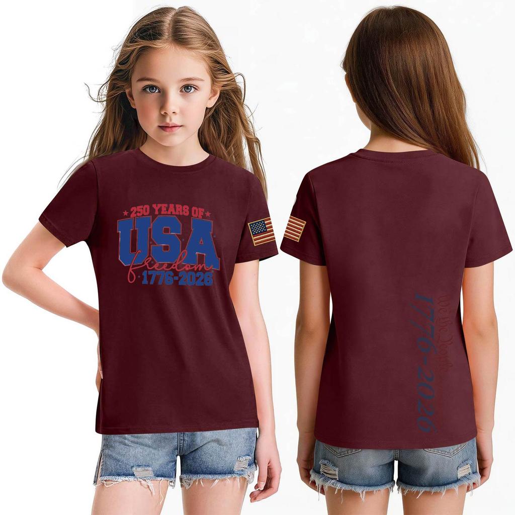 Fashionable Round Neck Short Sleeve Work Clothes Printed Tops For KID Summer Tops