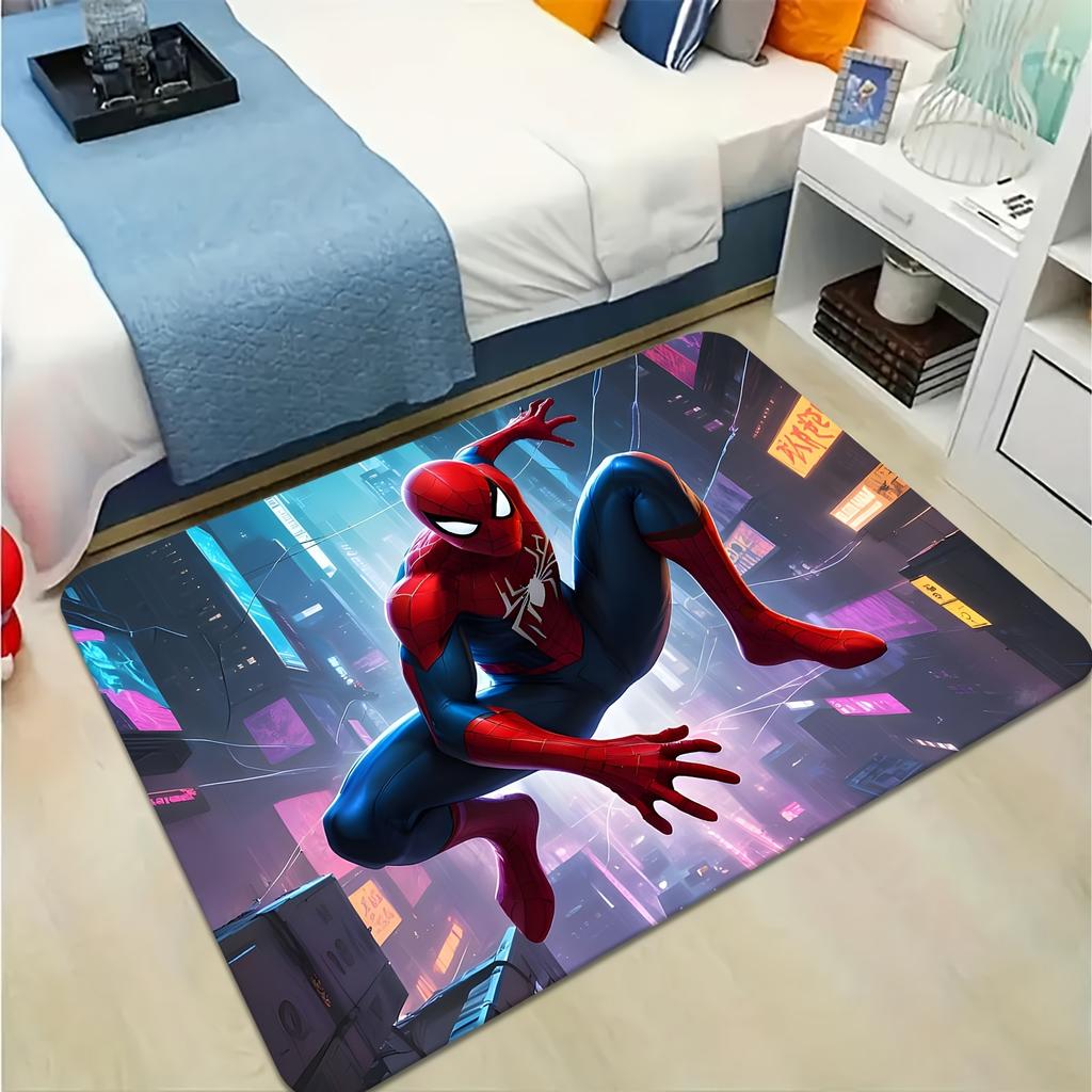1pz Tappeto MARVEL Spider-Man Adatto per Porte, Soggiorno, Camera da Letto, Cucina, Corridoio e Bagno - Tappeto Rettangolare in Flanella c