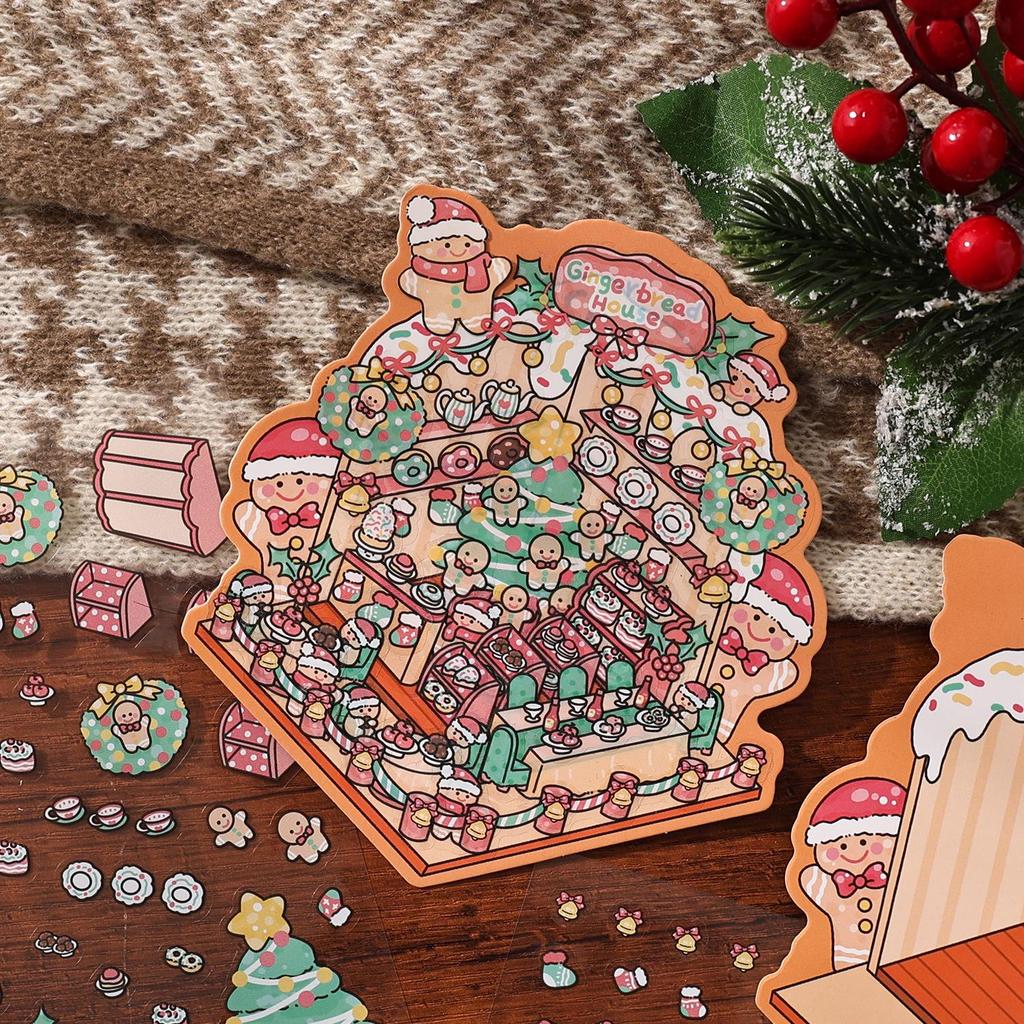 Yuezhen 3D Creative Christmas Eve Scenery Stickers for Kids