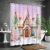 Christmas Cartoon Gingerbread House Shower Curtain Snow Winter Merry Xmas Tree Lollipop Santa Snowflake Party Decorations