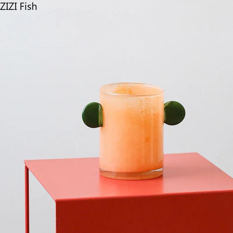 Gradient Colorful Glass Vase Transparent Flower Pots Desk Decoration Flower Arrangement Floral Vases Room Aesthetic Decor